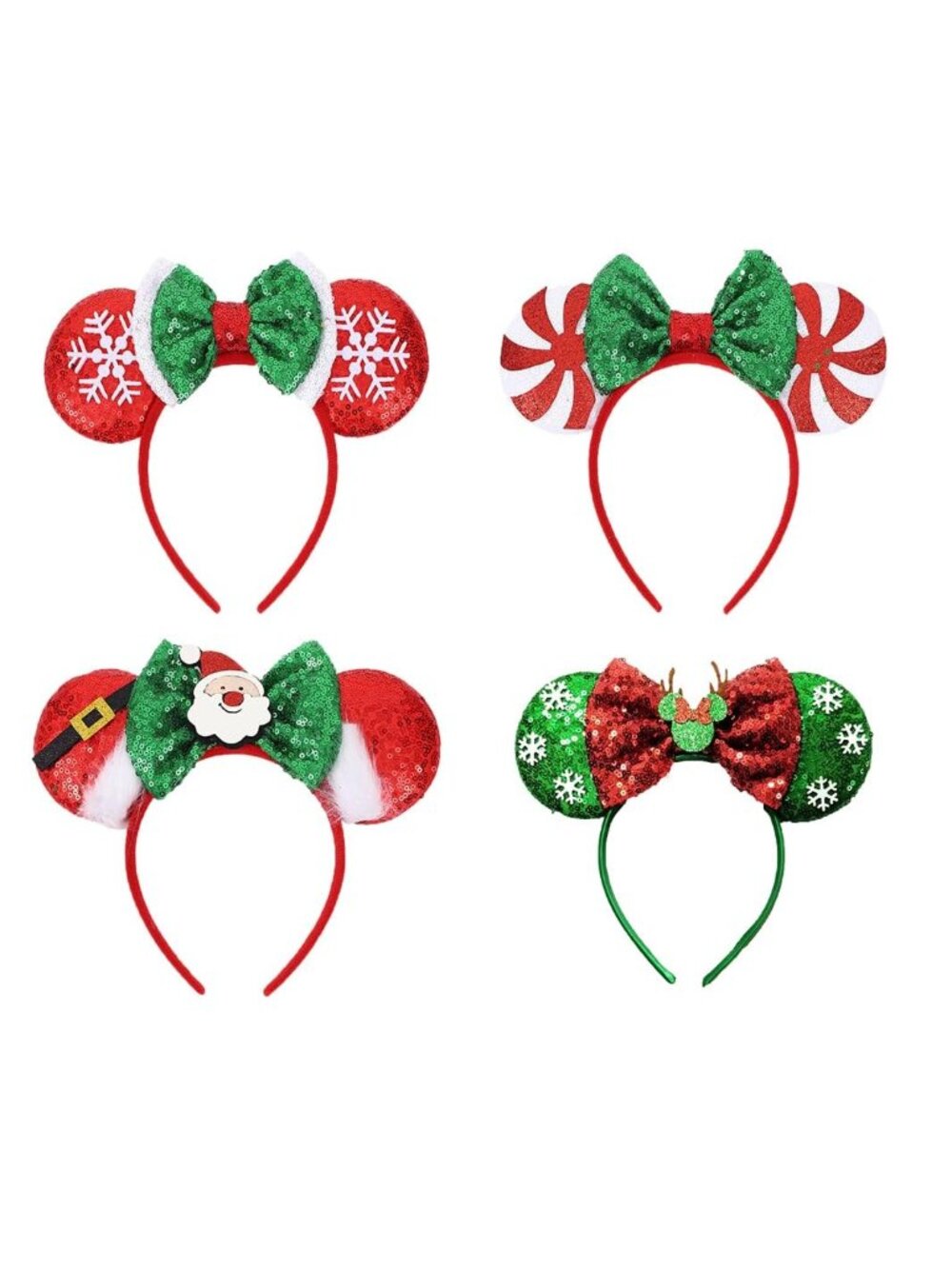 Women Christmas 4 Ghost plastic Anti-Slip Sequin Mickey Mouse Headband